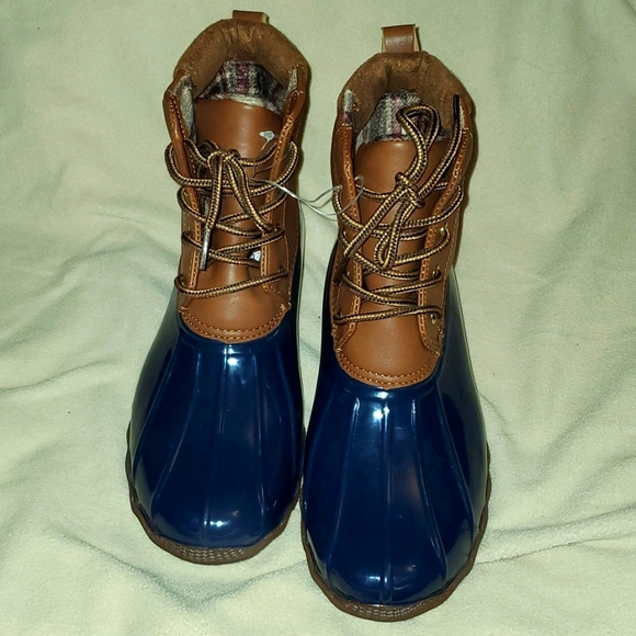 Jessica Carlyle Duck Lace Up Two Tone Combat Boots Brown/Blue Size 9 - Picture 8 of 8